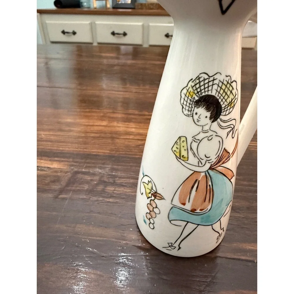 Vintage Ucagco Ceramics Japan Vinegar Cruet Stopper Hand Painted MCM Woman